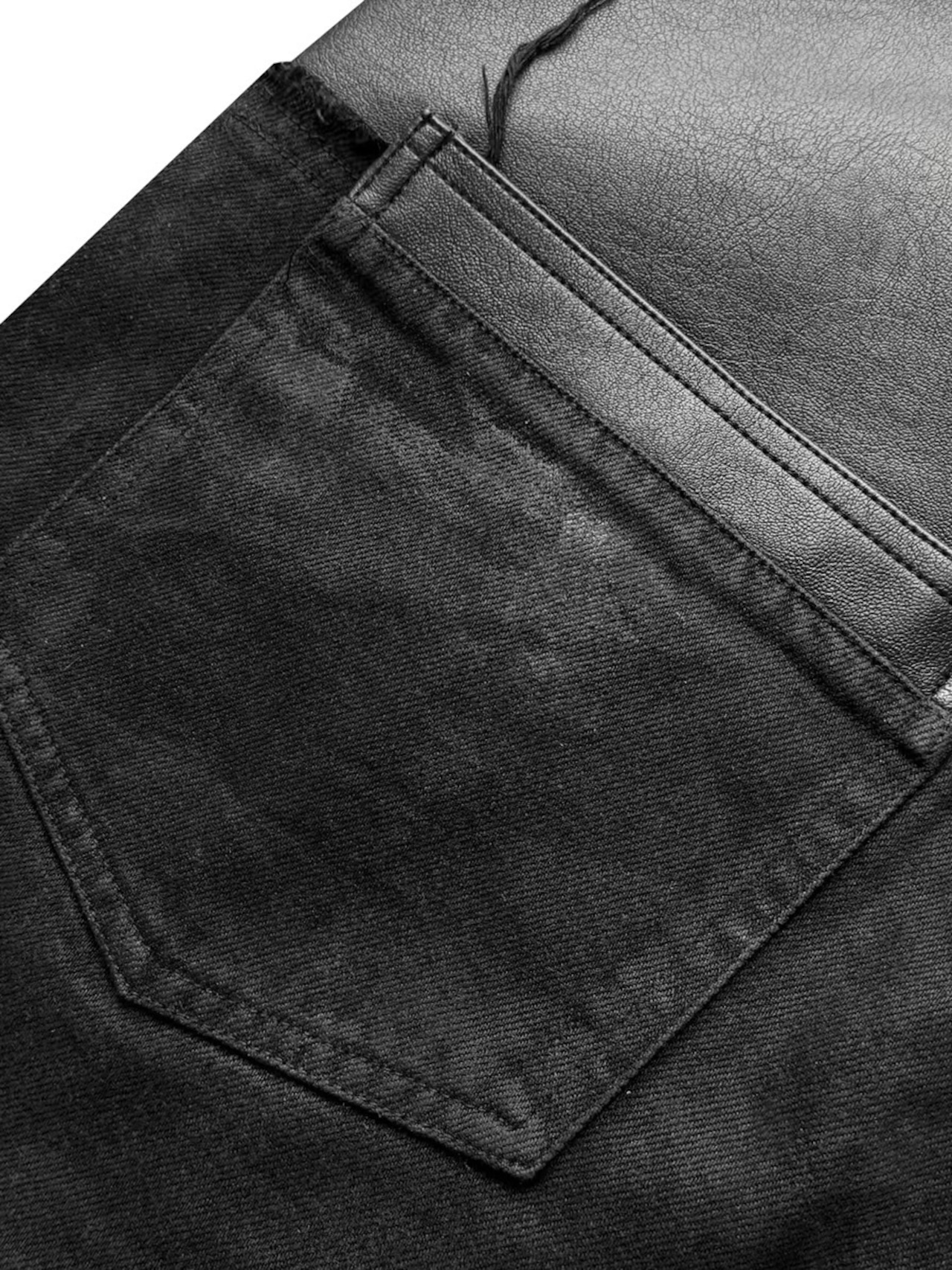 【CinderVein】Waxed Leather Panel Jeans