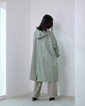 to-te - Drawstring Square Coat ：Slate Green｜撥水素材／微光沢／ドローストリング／スクエアコート