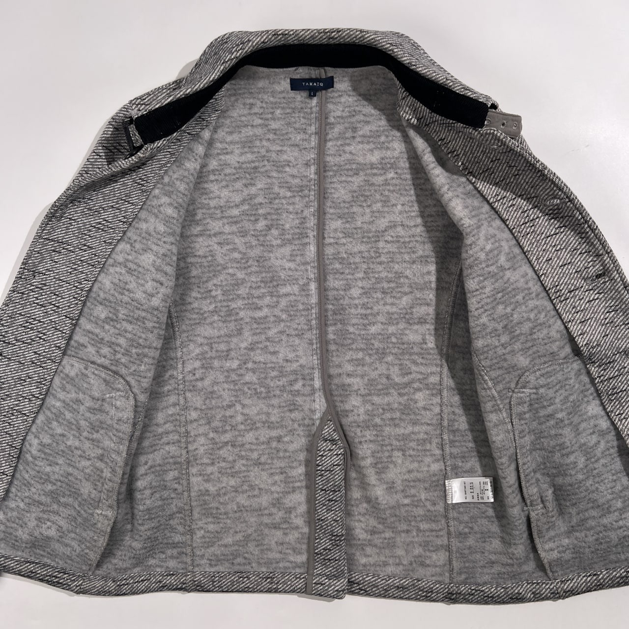 TAKA-Q タカキュー 裏フリース フロントボタン ニット地 ジャケット コート サイズ L /グレー系/メンズ