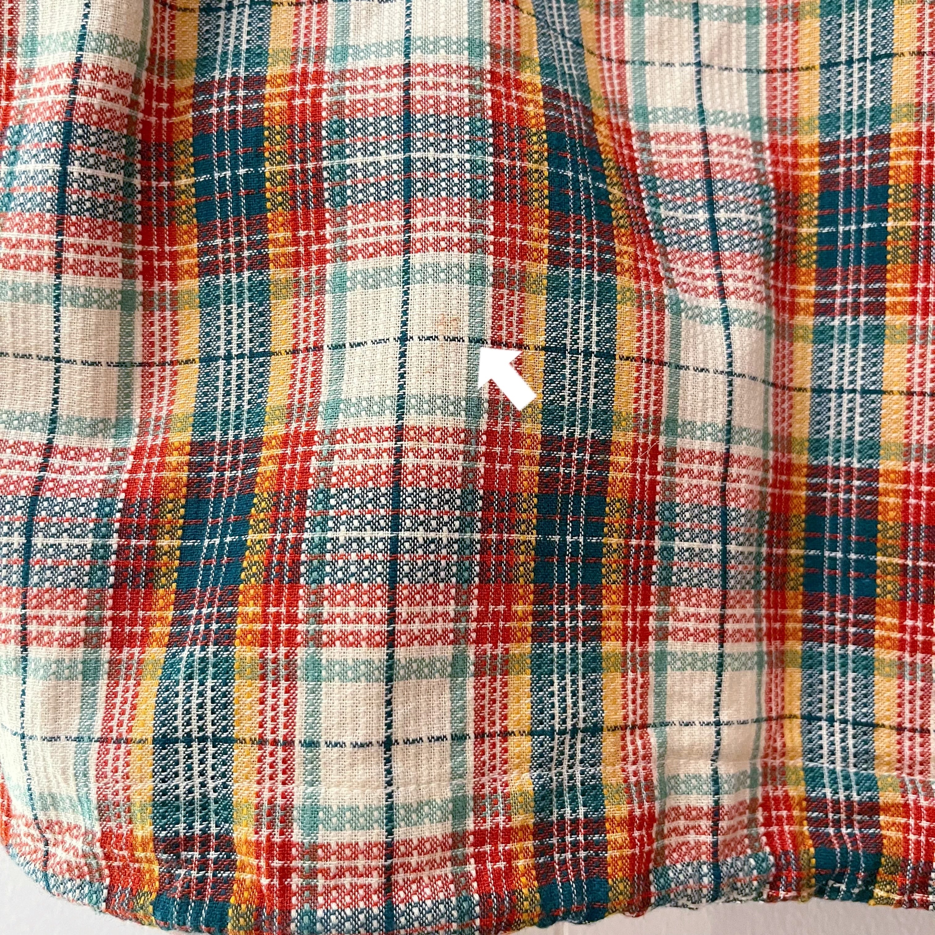 green madras check zip-up shirt