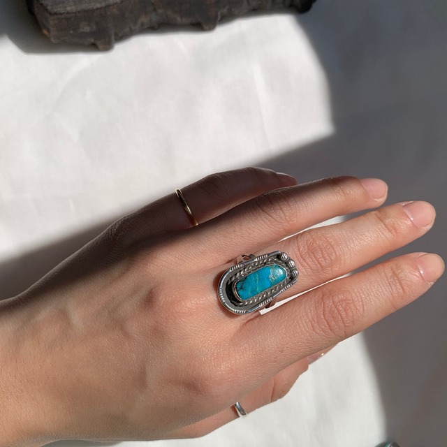 OLD INDIAN JEWELRY NAVAJO STERLING SILVER TURQUOISE RING 