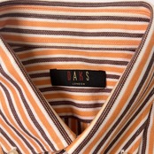 DAKS ダックス ストライプ BD 長袖シャツ M/オレンジ/鹿の子