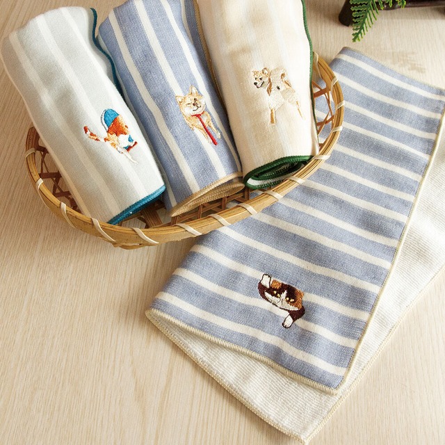 刺繍ガーゼハンカチ【にゃっす！】今治 日本製　