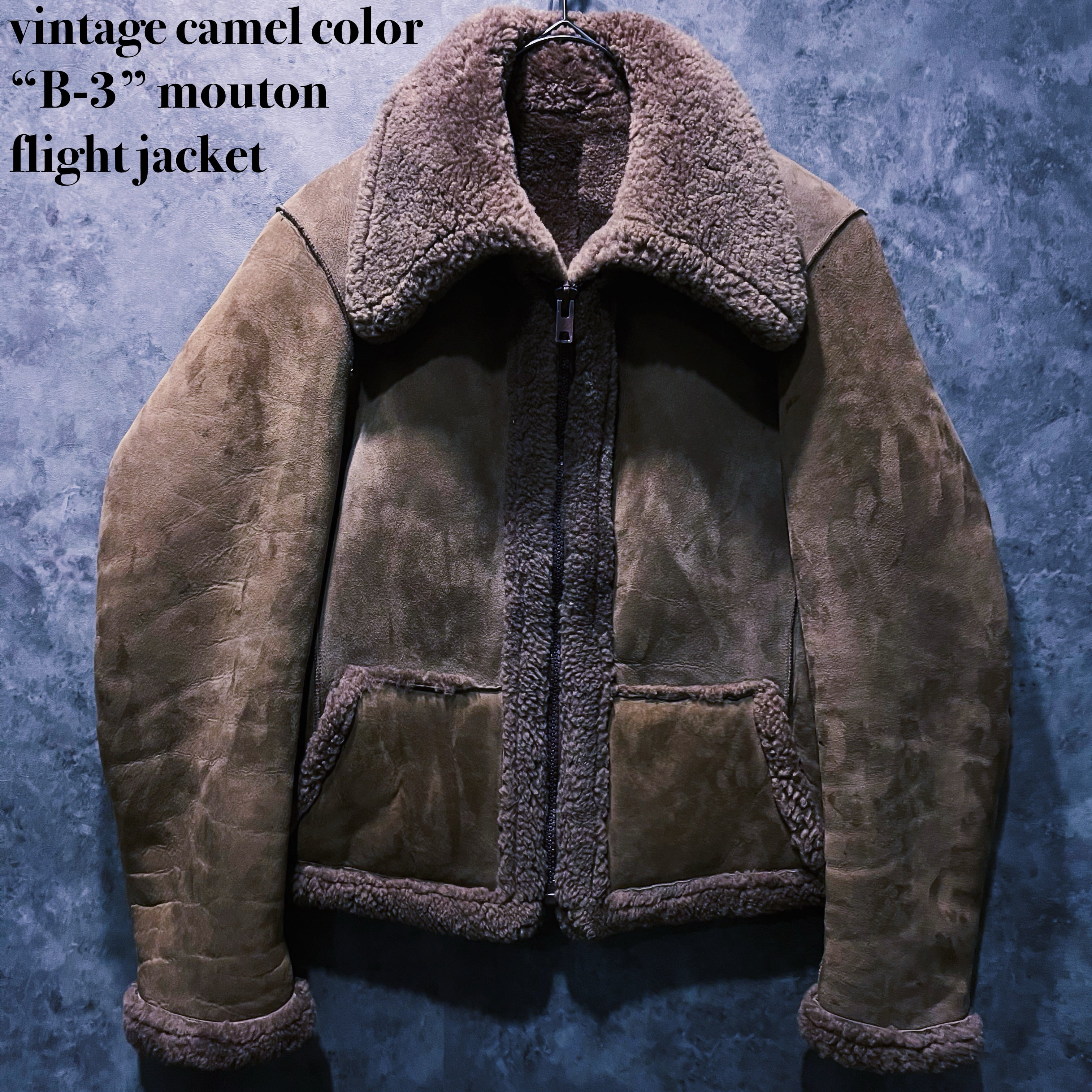 【doppio】vintage camel color “B-3” mouton flight jacket