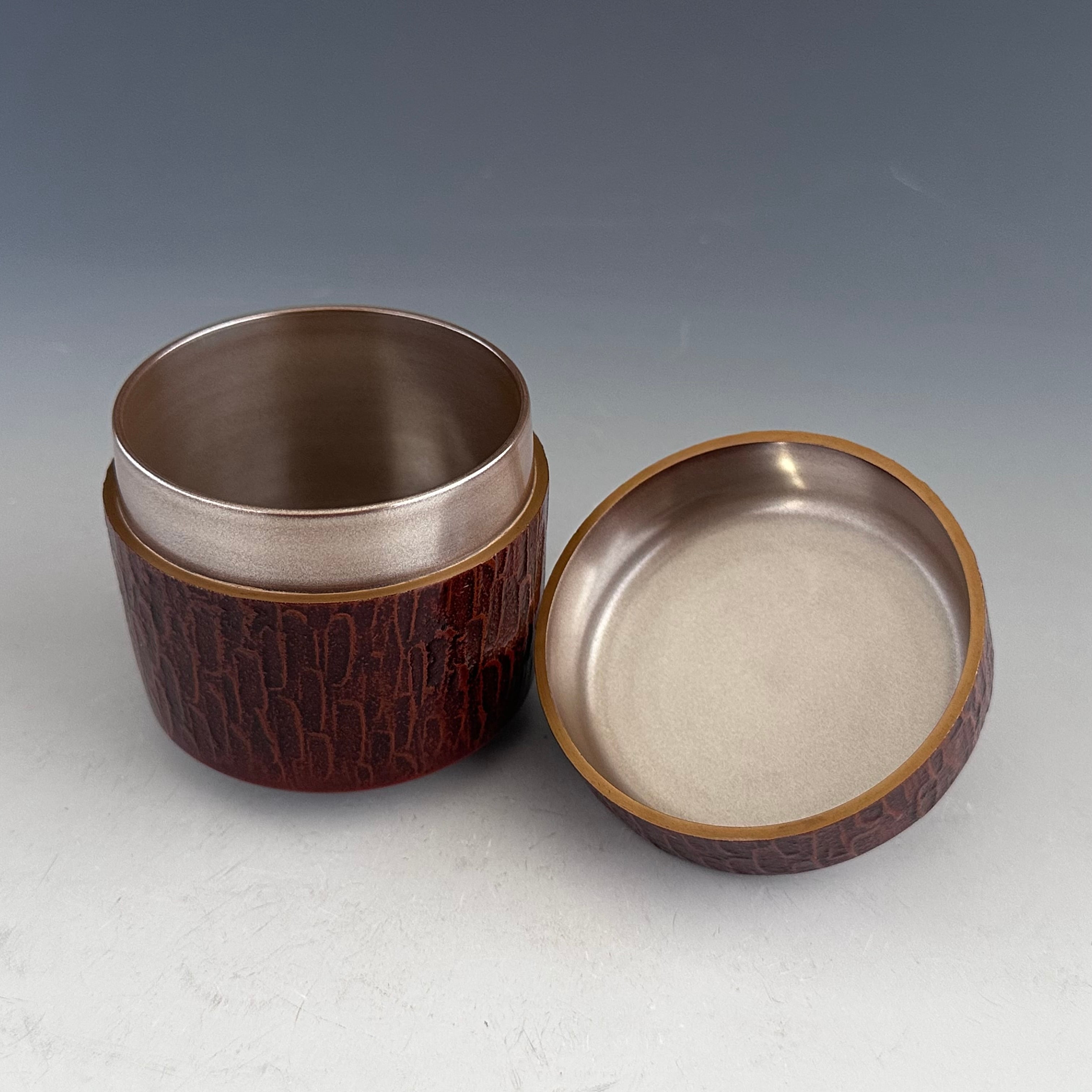 茶道具 松葉蒔絵 松皮塗 内銀 吹雪 薄茶器 吉田華正 共箱 山中塗 漆芸