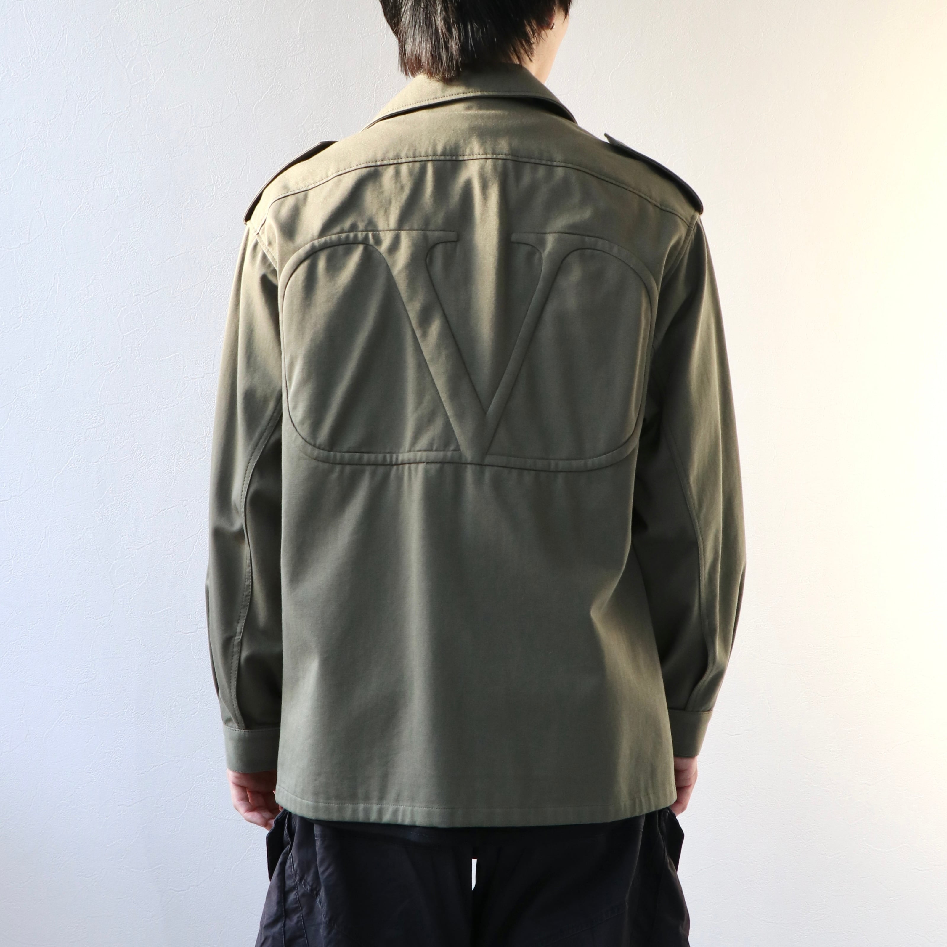 VALENTINO ミリタリー ジャケット コットン カーキ ヴァレンティノ