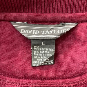 【DAVIDTAYLOR】ハーフボタン スウェット プルオーバー ノルディック柄  Lサイズ アメリカ古着