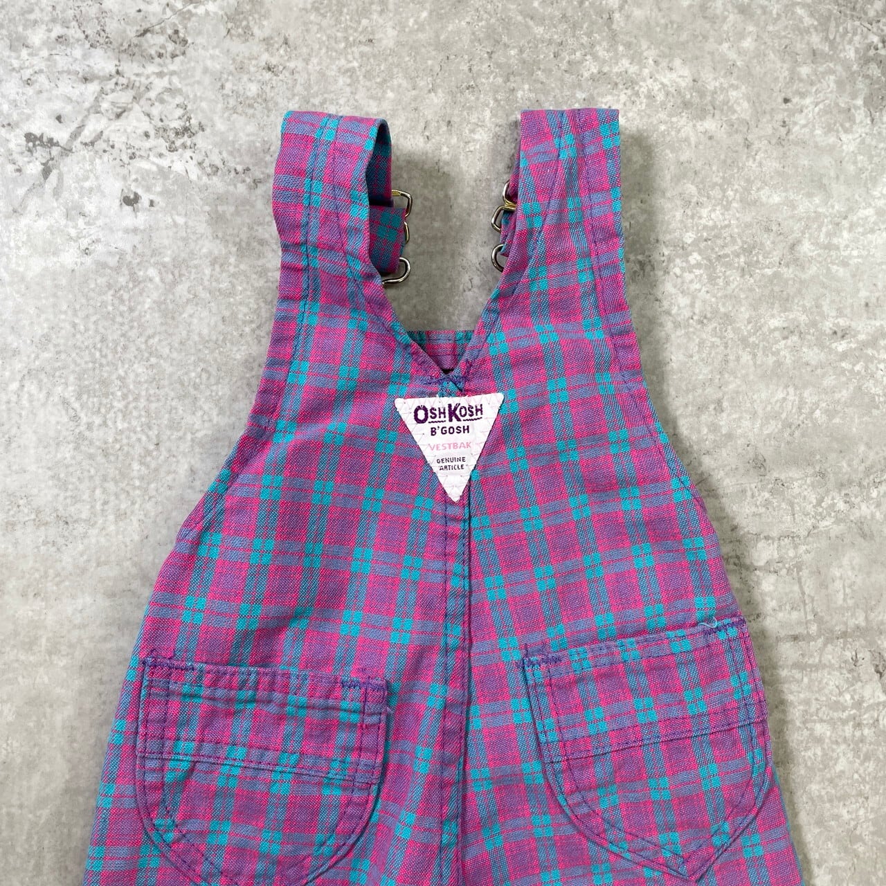 kids】80-90年代頃 USA製 紫タグ OSHKOSH オシュコシュ タータン