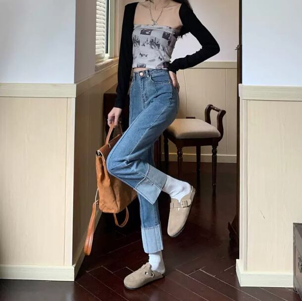 ボトムス パンツ ストレートパンツ デニムパンツ アンクル丈 スリム タイト 細身 切り替えデザイン ポケット ハイウエスト ブルーデニム きれいめ シンプル カジュアル 上品 おしゃれ お洒落 かっこいい レトロ エキゾチック 大人可愛い 大人女子 ラフ メンズライク マニッシュ ボーイッシュ スポーティー 個性的 クール 存在感 抜け感 無地 オールシーズン シーズンレス レディース 女性用 学生 通学 お出かけ 公園 お泊まり 休日 旅行 着回し 普段使い 美脚 脚長 定番 S M L XL 青