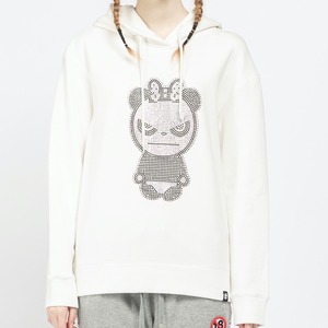 送料無料 【HIPANDA ハイパンダ】レディース ラインストーン フーディー スウェット WOMEN'S BASIC LOGO RHINESTONE HOODIE SWEAT SHIRT / WHITE・BLACK