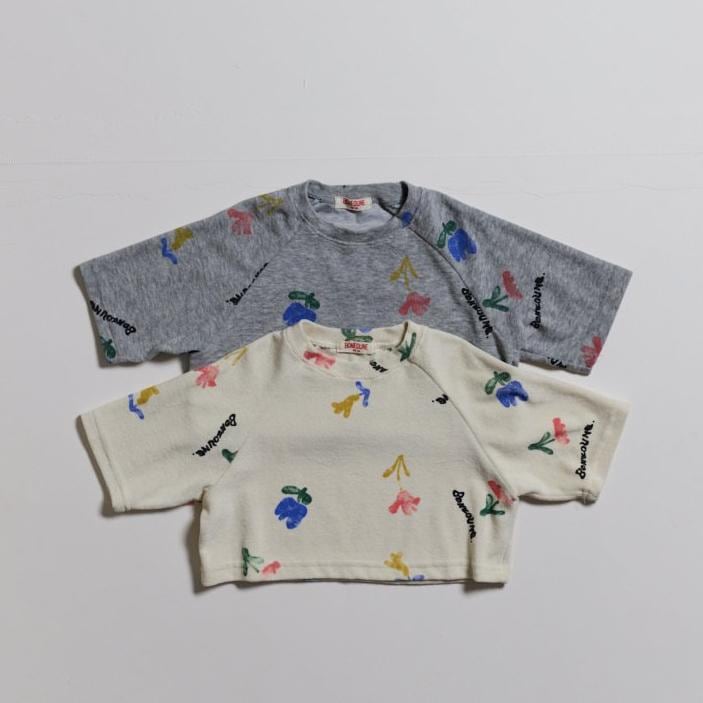 «予約»«ジュニアサイズあり»«Boneoune» フラワークロップドトップス 2colors