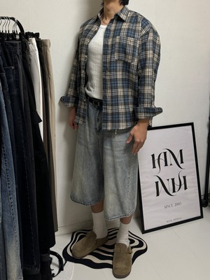 Ocean Plaid Relax Check Shirt (Blue)