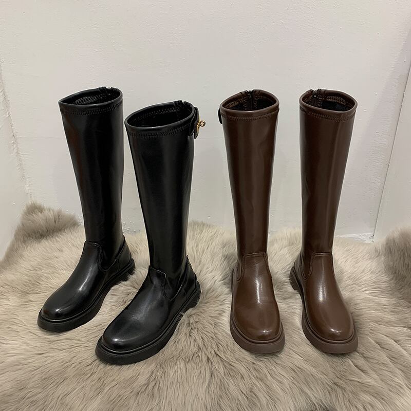 ロングブーツレッドカジュアルジッパー 靴 シューズ フェイクシューズ56296094099