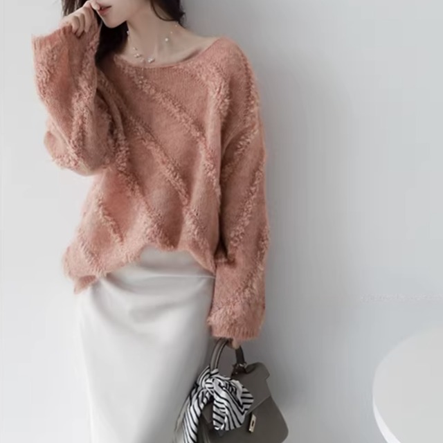 クルーネック ヒップ丈 ニット 3COL 10015