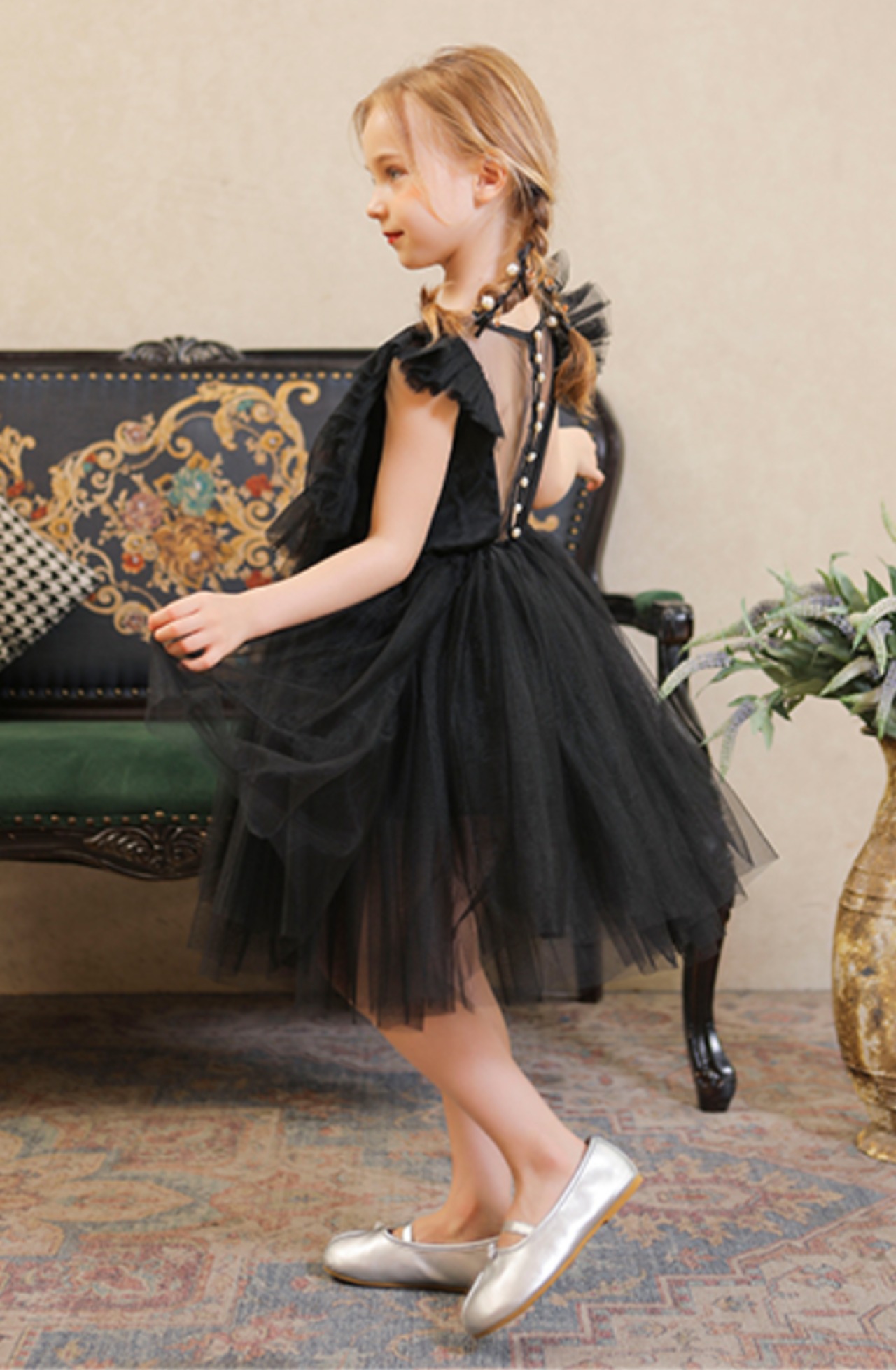 ノースリーブ ブラックフリルワンピース 100cm〜140cm ノースリーブ ブラックフリルワンピース 100cm〜140cm | Formal Kids