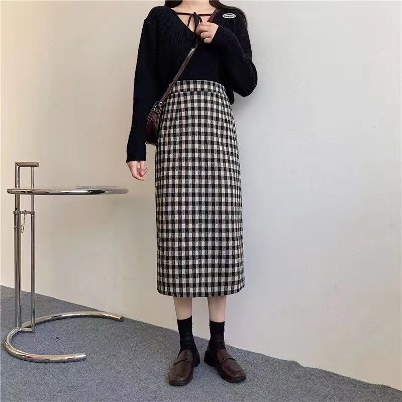 ブロックチェックタイトスカート　AJ11352-9226