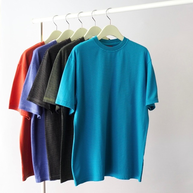 yonetomi ヨネトミ NEW BASIC GARMENT DYED BORDER T-SHIRT 95-242-001