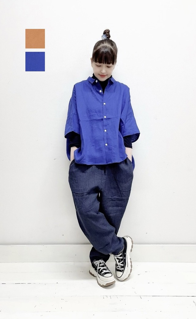 【HEAVENLY】Linen Regularcollar Wide Shirt / 2413022