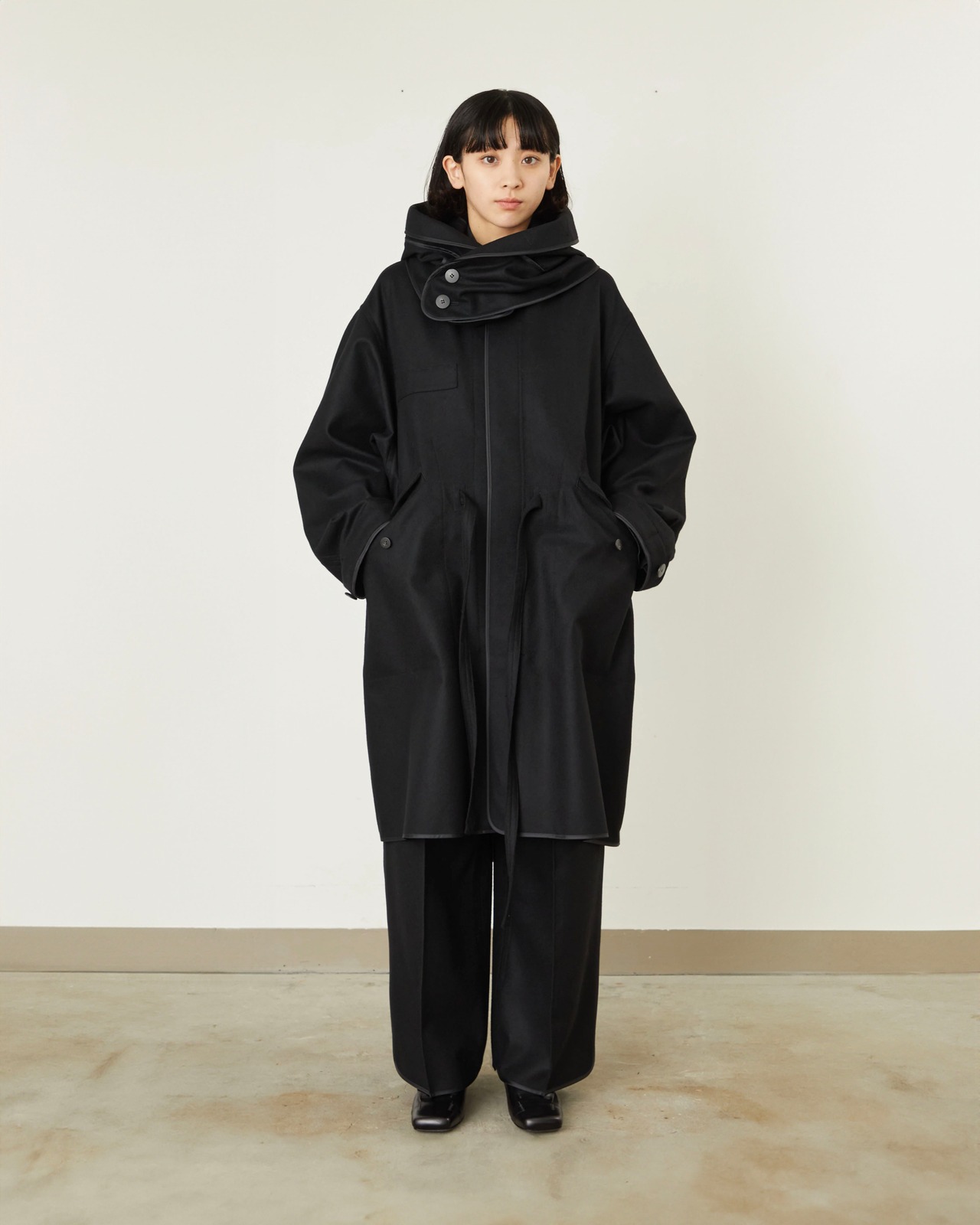 i’m here - with PIPING : M-65 Coat :Black|表裏ダブルパイピング/2WAYフード