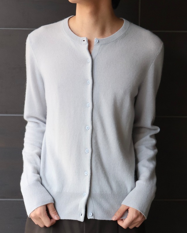 crew-neck cashmere knit cardigan