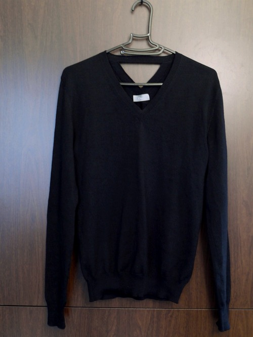 レア美品◆Dior Homme ディオールオム 変形ネック ウール ニット セーター 黒◆ 前後シンメトリー調のさりげなく個性的な上質ウールニット 