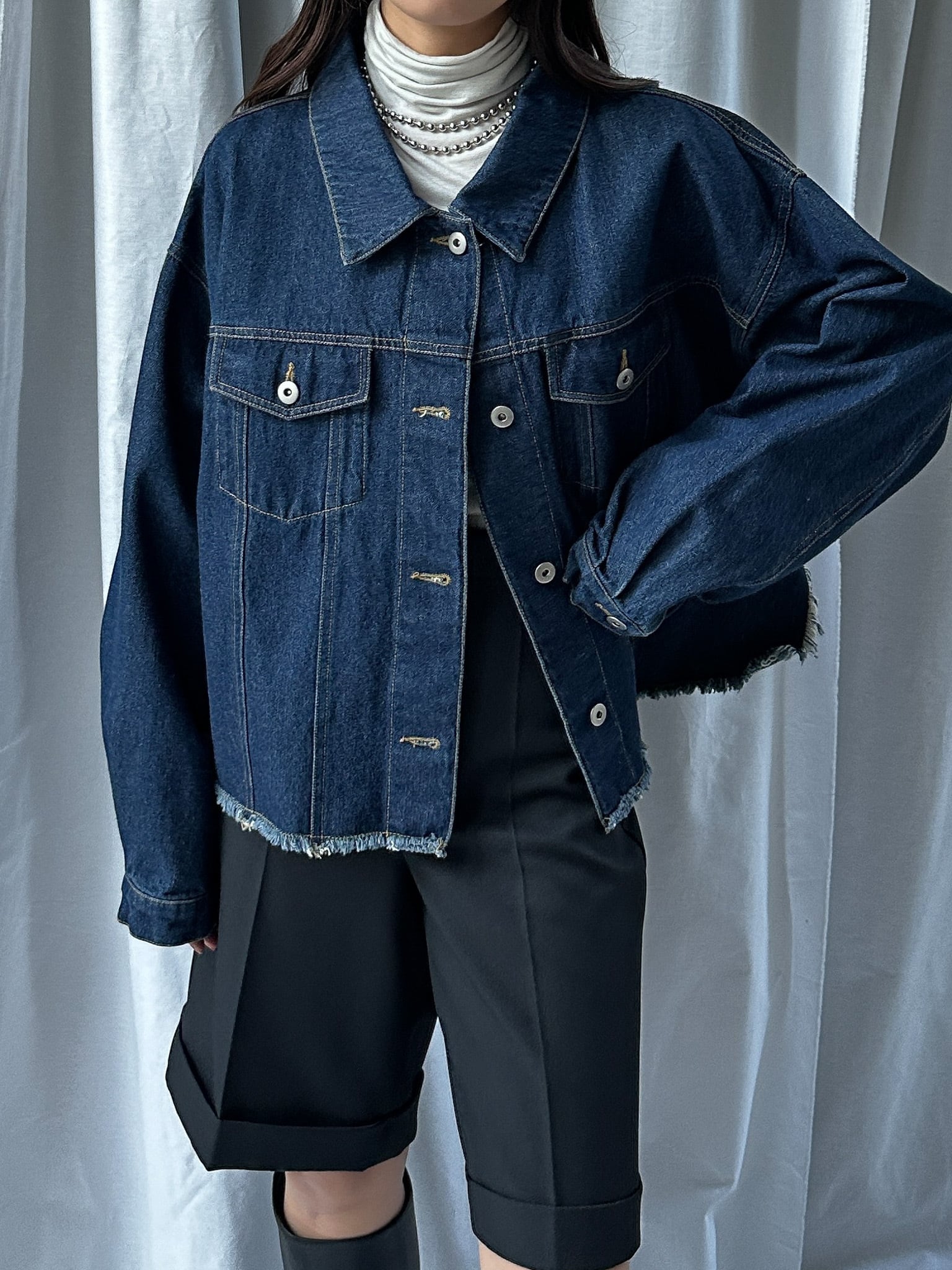 FRINGE DENIM JACKET（ﾌﾘﾝｼﾞﾃﾞﾆﾑｼﾞｬｹｯﾄ）【5513027】 | CIEL'AIR