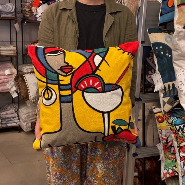 TOPANGA Homefurnishing Art Embroidery Cushion Cover 45x45cm M　アートエンブロイダリークッションカバー　M　トロピカル　刺繍　インナークッション