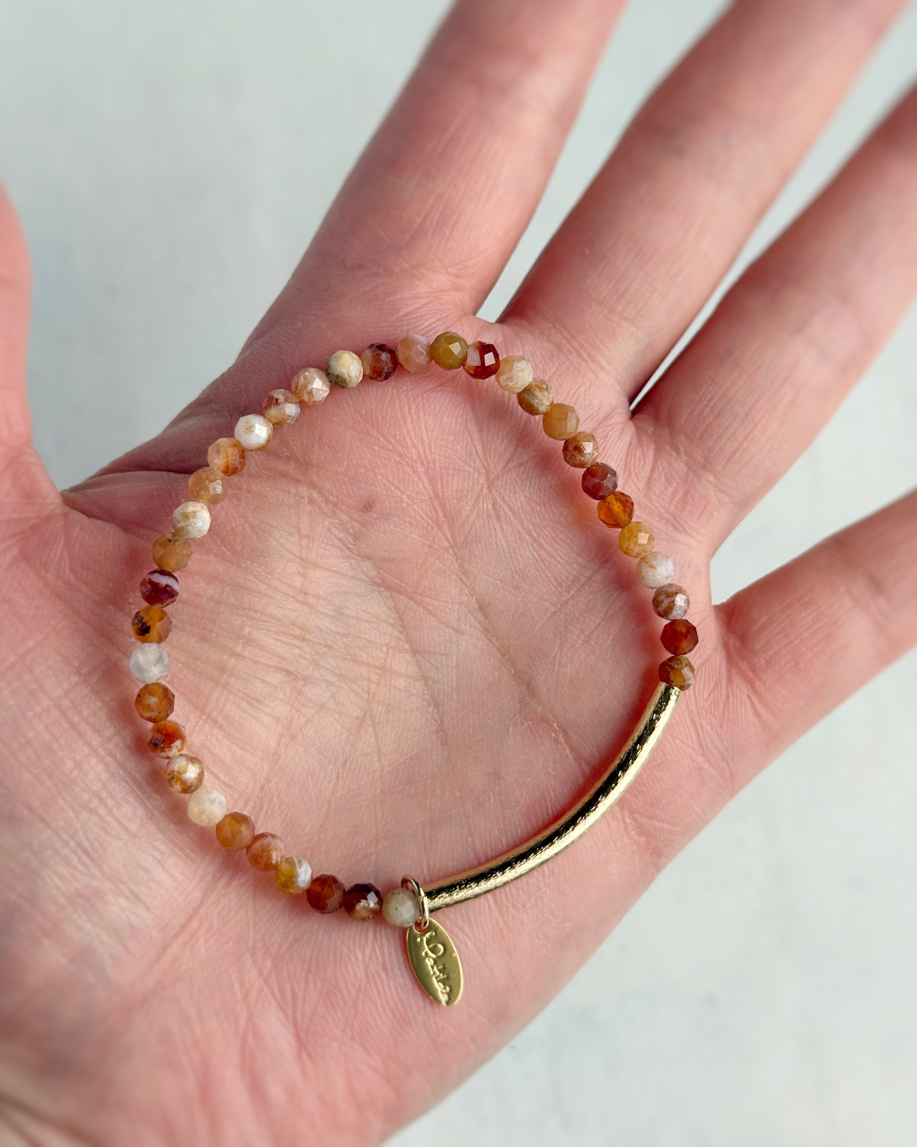 【再販】Tube & stone bracelet(ブランデーオパール)