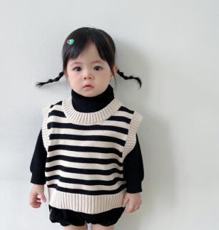 80-120㎝】BABY KIDS ボーダー ベスト ニット トップス 子供服.レディース服progress81