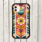 受注生産 iPhoneケース 大きな花の白背景民芸柄｜ボタニカル PSYF020B