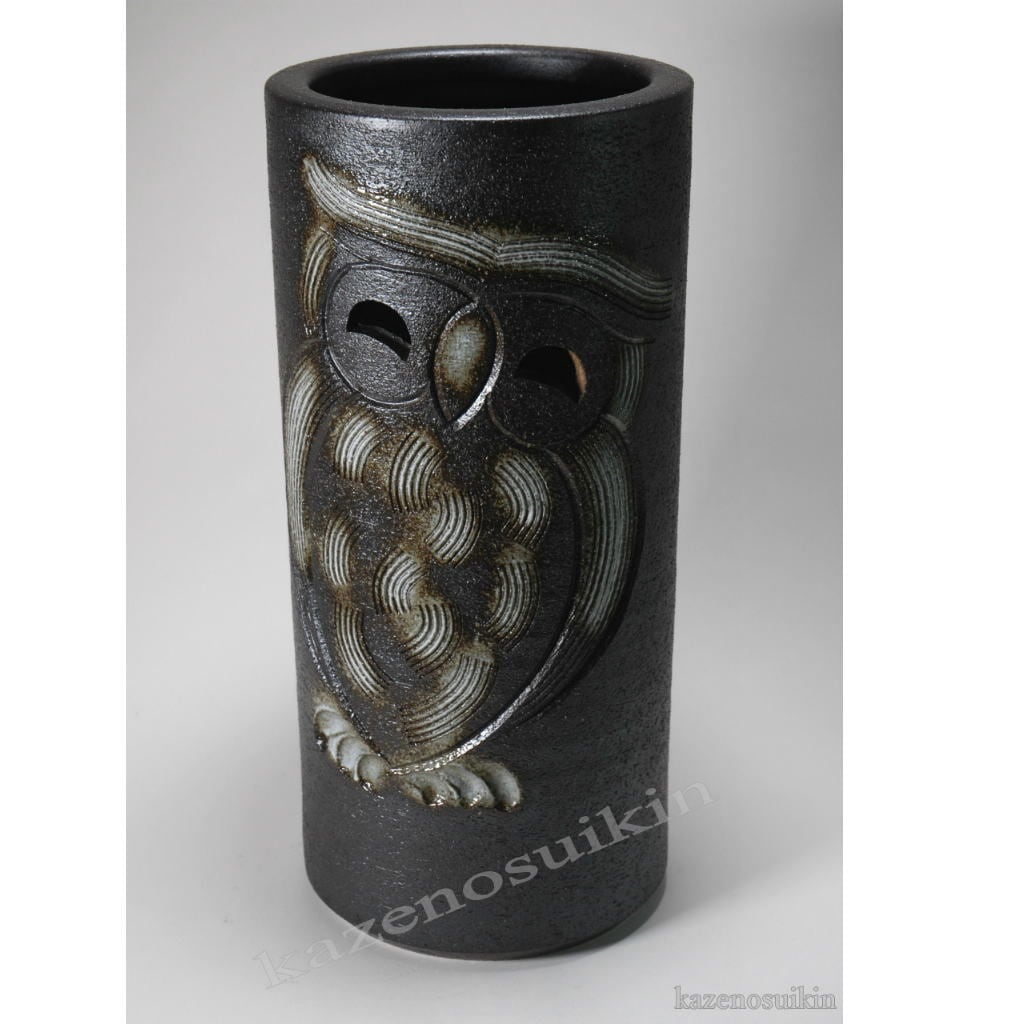 黒釉傘立 （信楽焼き・陶器・傘立て・梅雨・雨・玄関・収納・B041-05