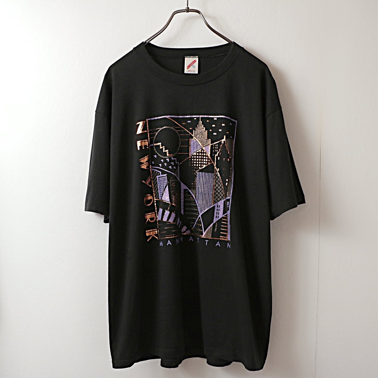 90s Manhattan シティ アート プリント Tシャツ 古着 used | khaki