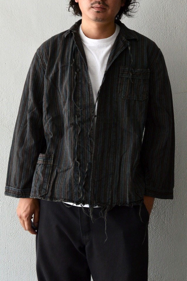 VENTITANK PROJECT Bulgarian Army 1950's-60's Dead Stock Custom Remade & Dyed Sumi Kuro Sleeping Shirt Jacket Type Red Multi 1 ブルガリア軍 スリーピングシャツ ジャケット 50s 黒染め