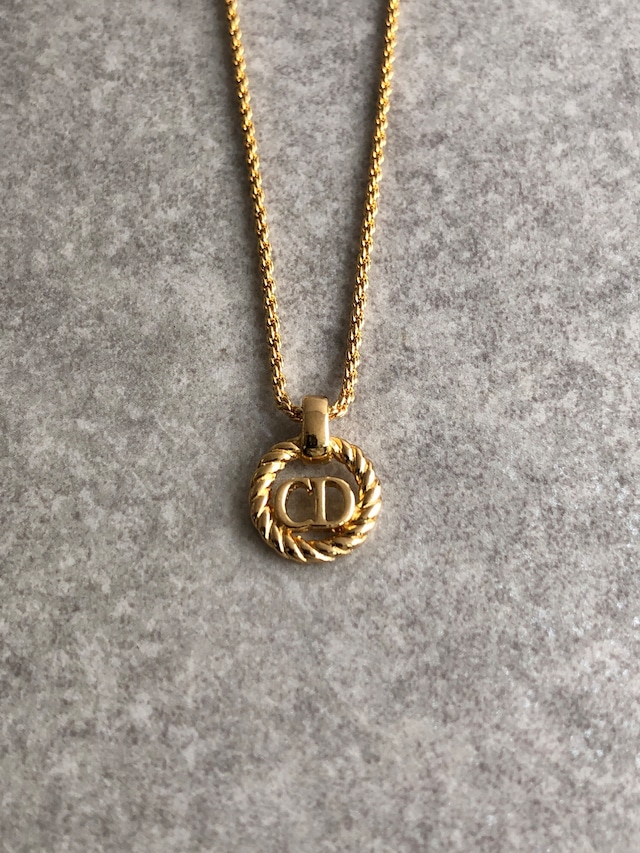 Christian Dior クリスチャン ディオール ネックレス ゴールド CDロゴ ツイストサークル vintage ヴィンテージ オールド zb3px6