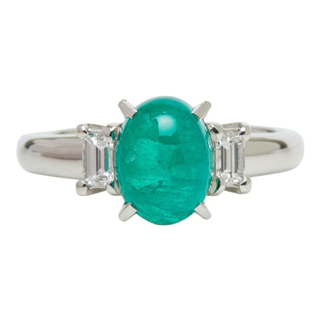 Pt900 プラチナ エメラルド2.33ct ダイヤ0.31ct リング 指輪 レディース 14号 【中古】