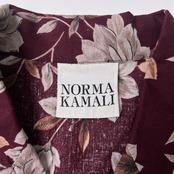 NORMA KAMALI ノーマカマリ コットン&リネン オープンカラー 半袖シャツ 9/ボルドー/アロハ