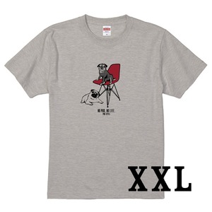 【XXL】パグチェアTシャツ【ミックスグレー】