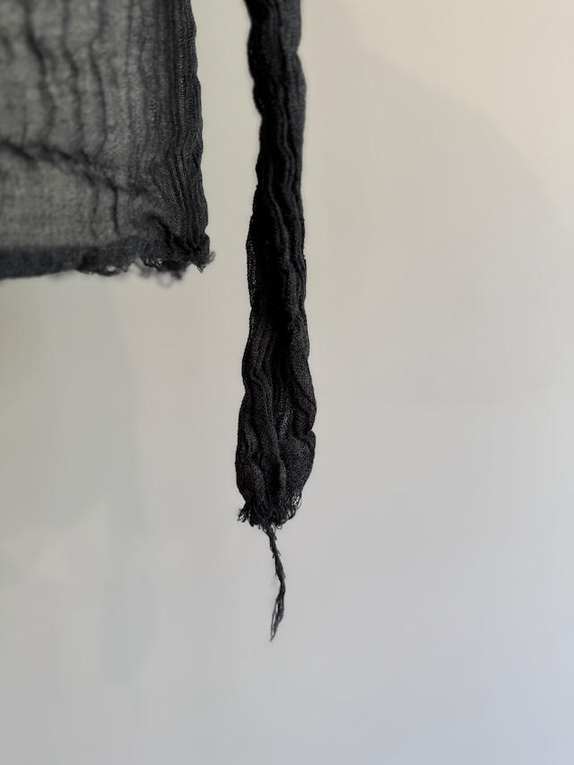 ERiKOKATORi/EK11-1-4 wool linen gauze highneck top Black