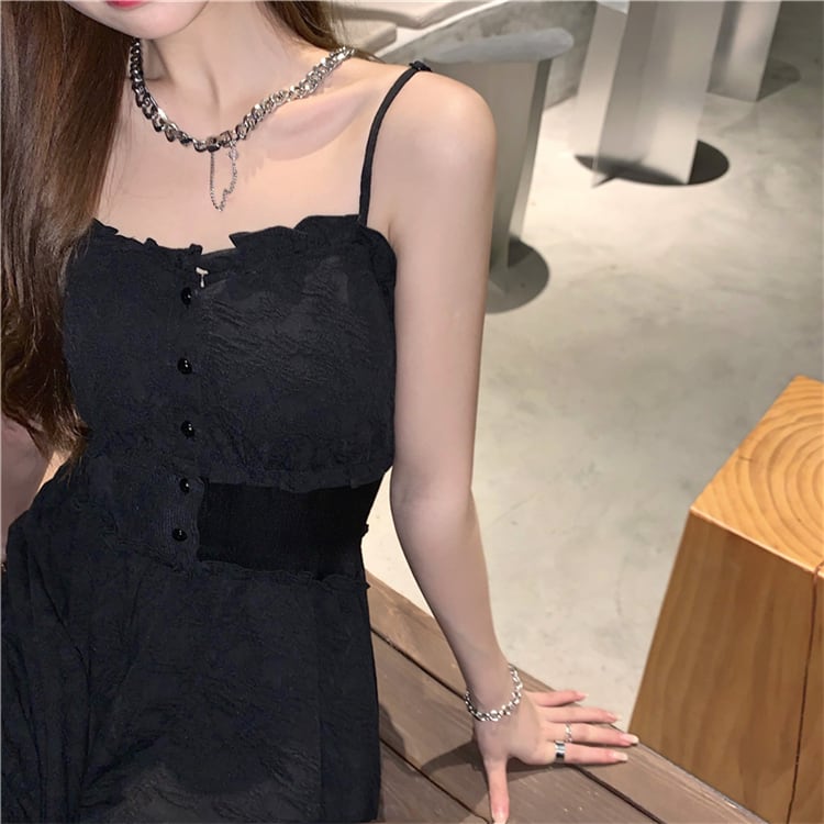 キャミワンピ ワンピース キャミソール キャミソールワンピース 膝丈