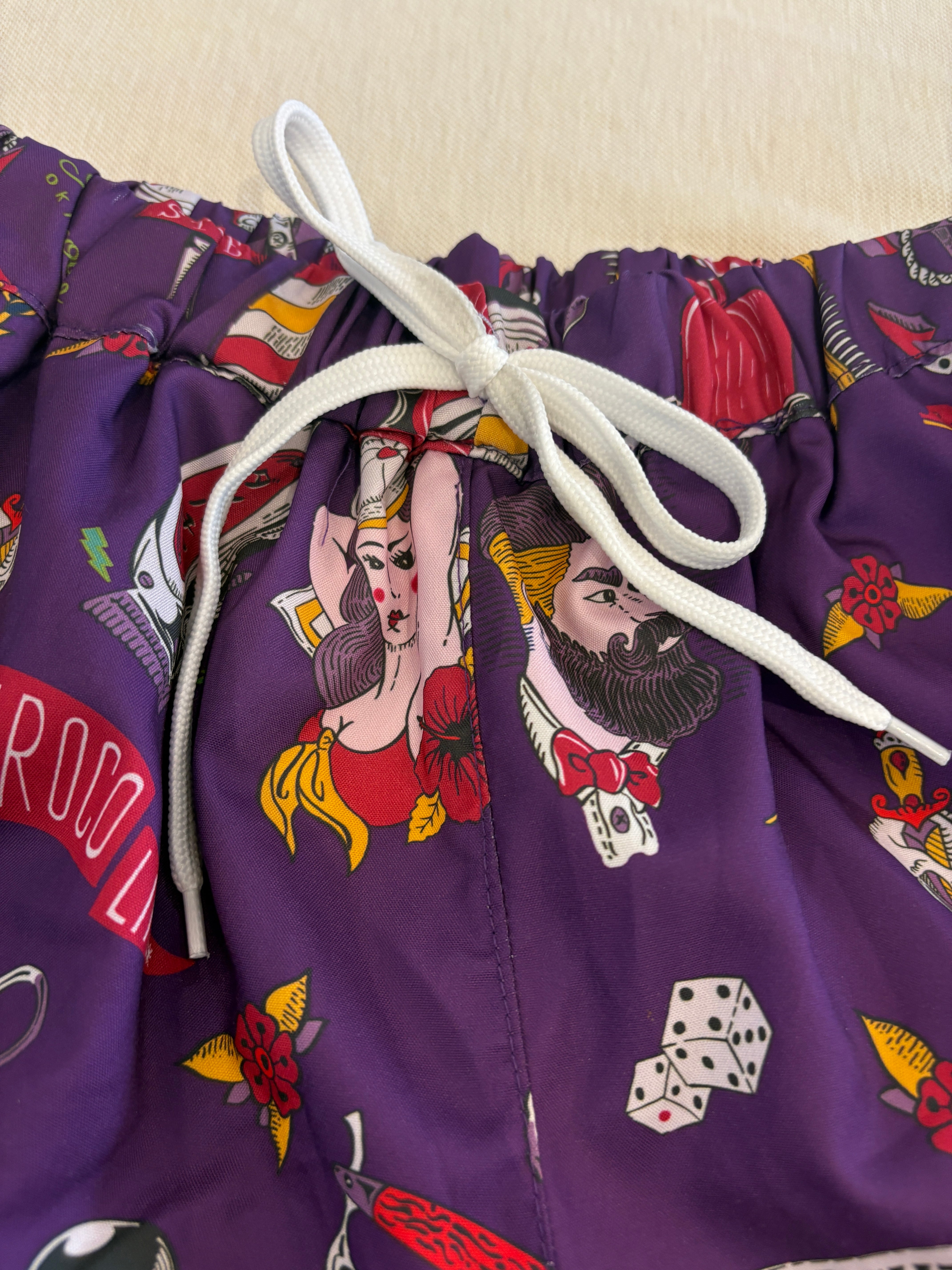 南国BARBER柄のショートパンツ【ロイヤルパープル】 | 沖縄のセレクト