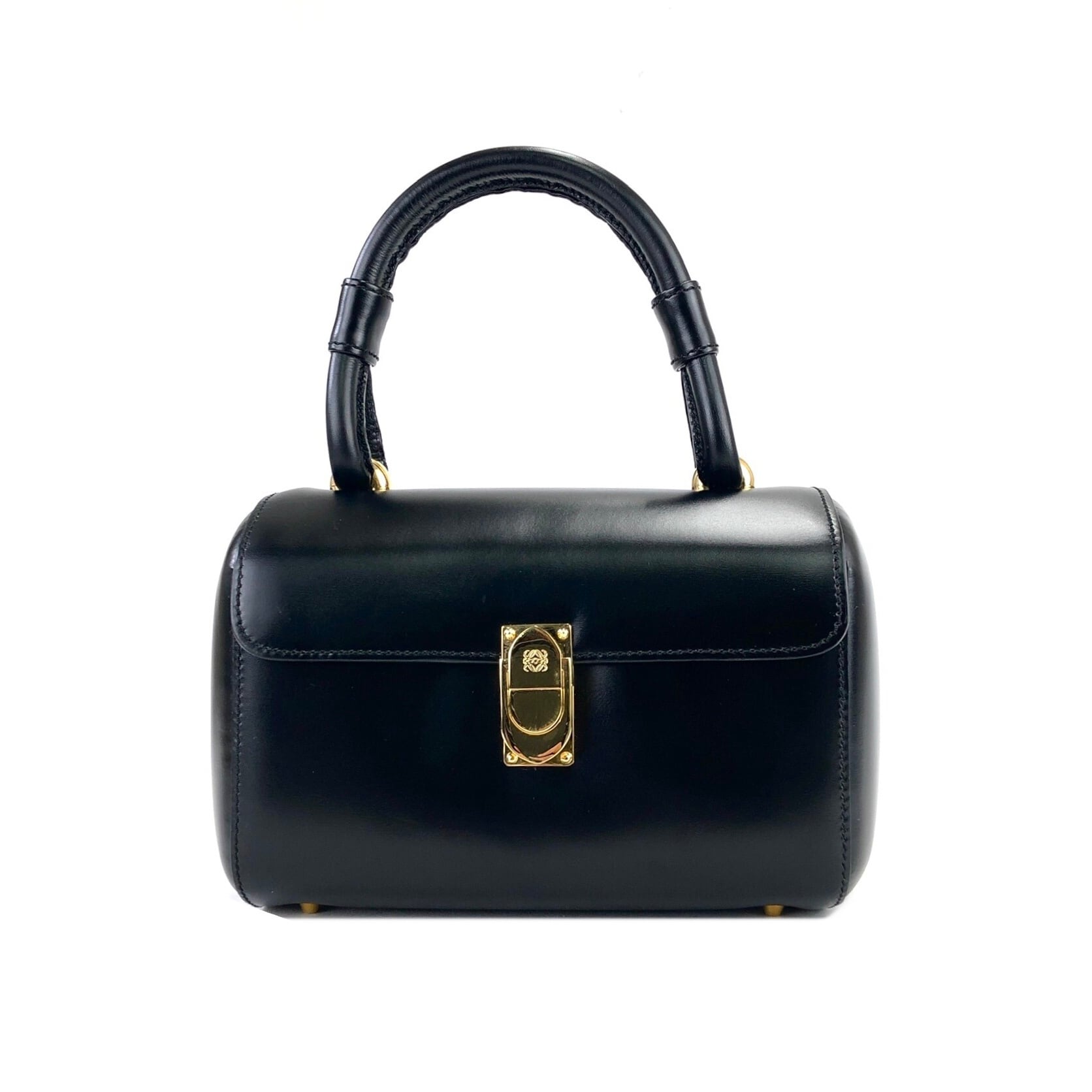 LOEWE ロエベ　アナグラム　レザー　バニティ　ミニバッグ　トップハンドル　ハンドバッグ　ブラック　vintage　ヴィンテージ　オールド　 nex6gi   VintageShop solo powered by BASE