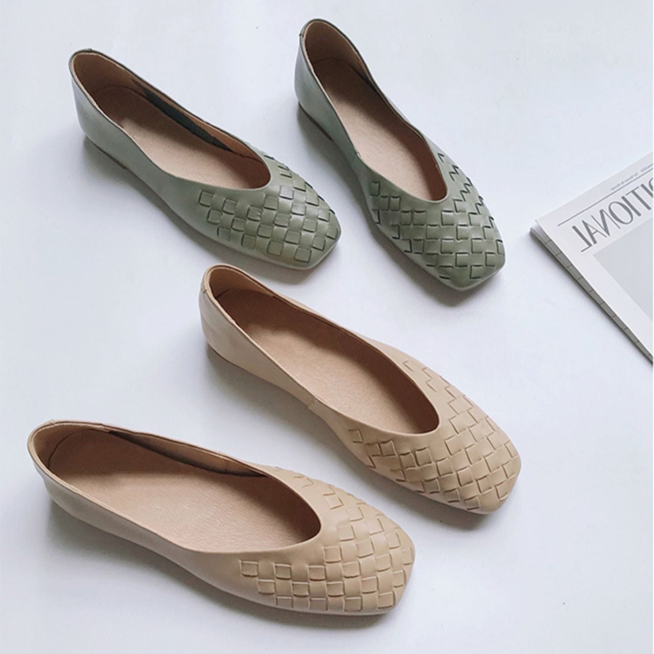 Vカットスクエアトゥフラトシューズ 00484