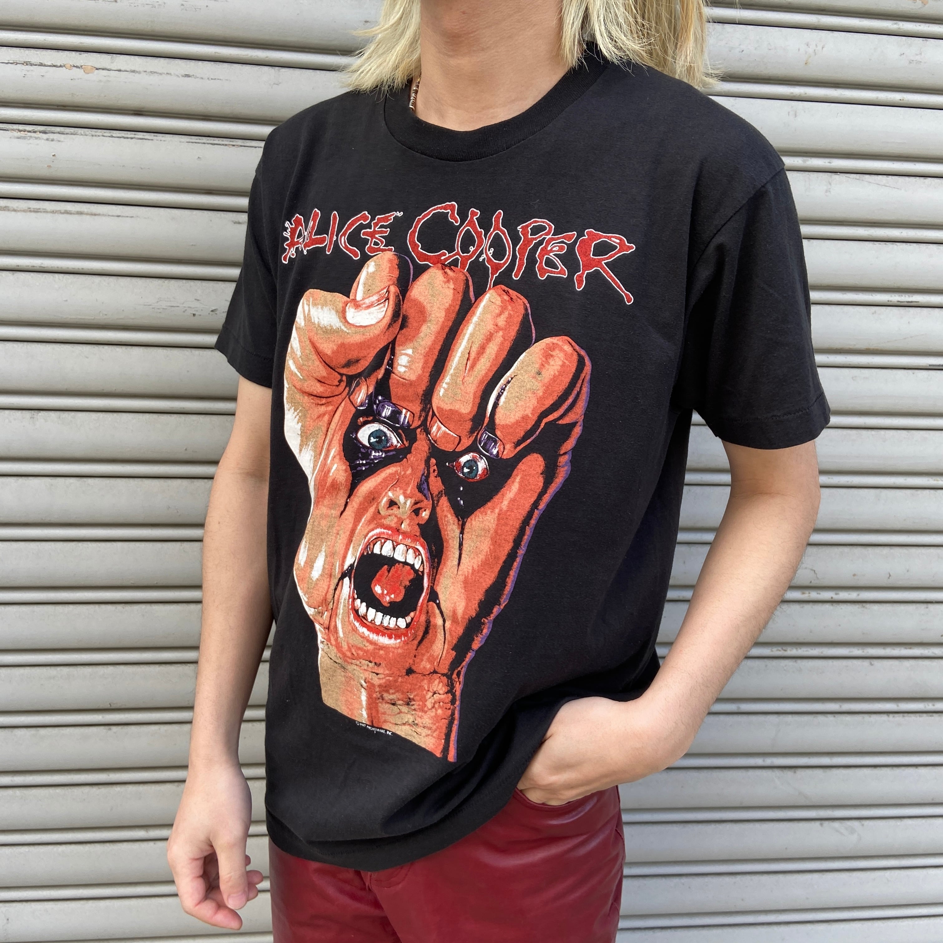 80s アリスクーパー レイズユアフィストアンドイェル バンドTシャツ 黒