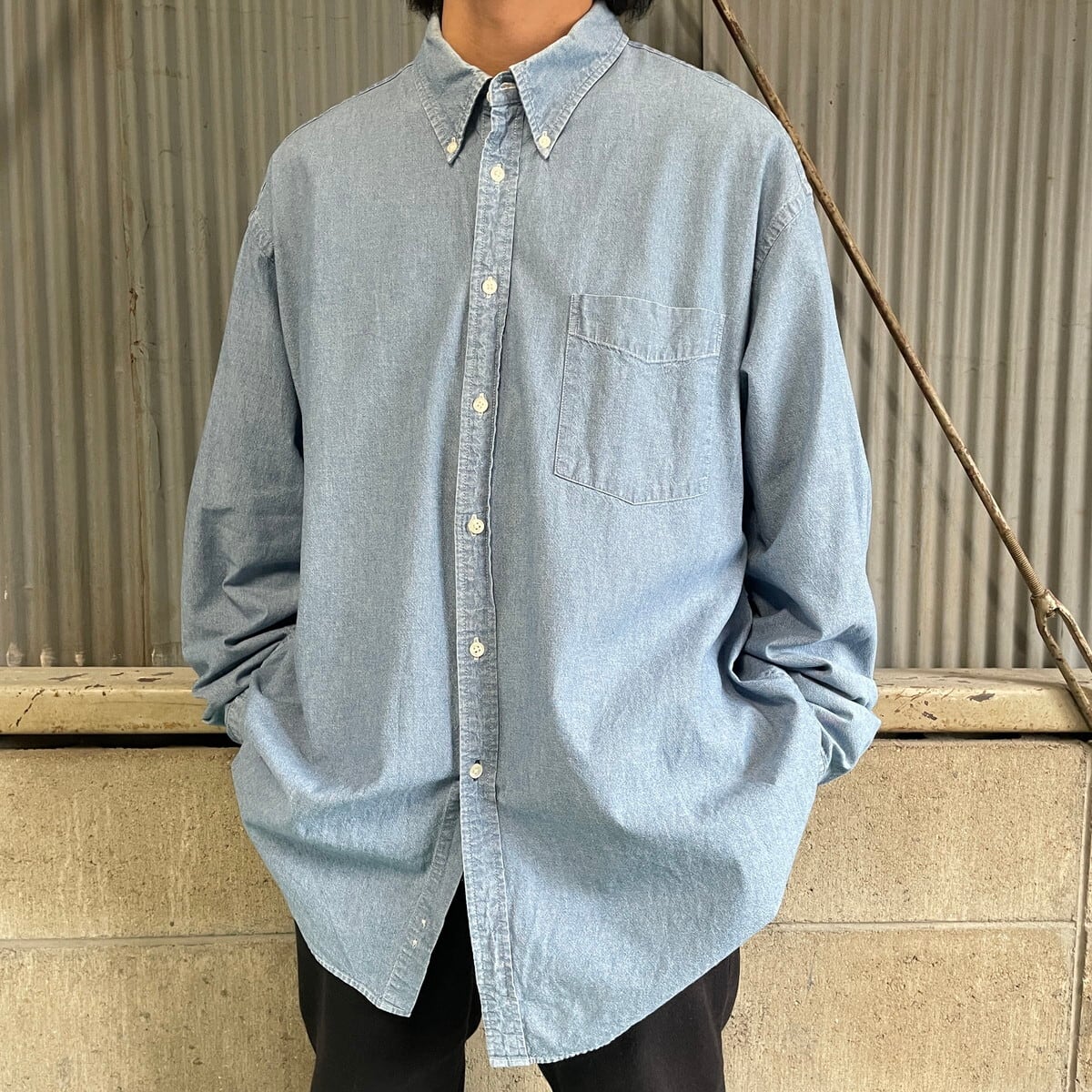 90年代 ギャップ GAP DENIM オールドギャップ ストライプ柄 長袖 ボタンダウンデニムシャツ メンズXL ヴィンテージ /eaa373820