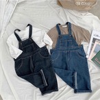 太めストレートシルエット☺︎キッズインディゴデニムサロペット/オーバーオール