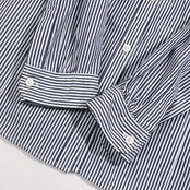 TOMORROWLAND トゥモローランド ストライプ フリル バンドカラー 長袖 シャツ ブラウス 38/ネイビー系 レディース オフィス