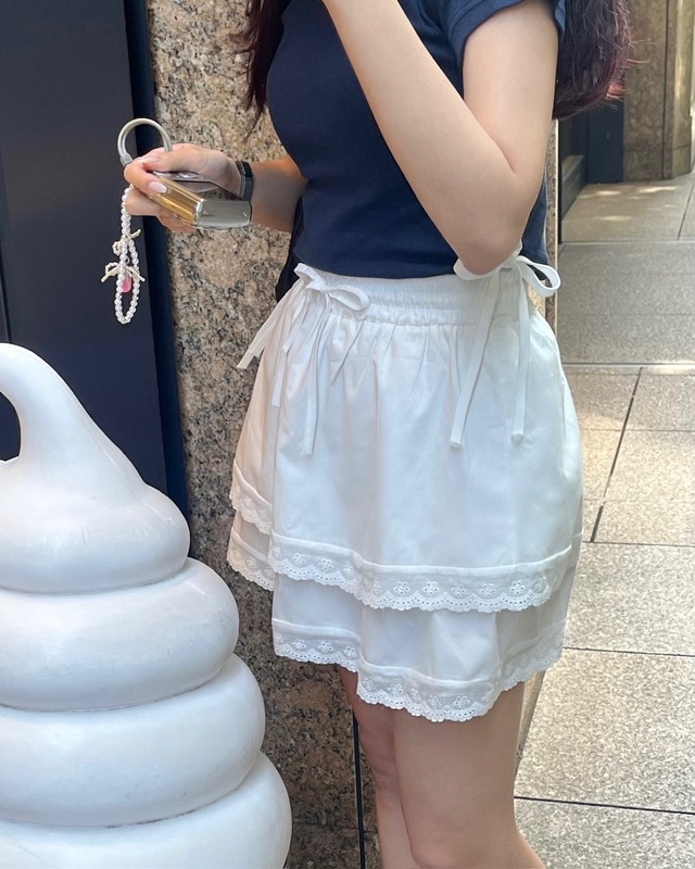 【more than cutie pie】cotton lace mini skirt
