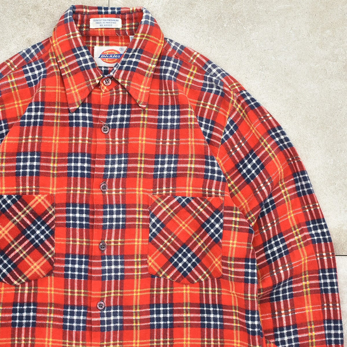 70~80s Dickies print check flannel shirt