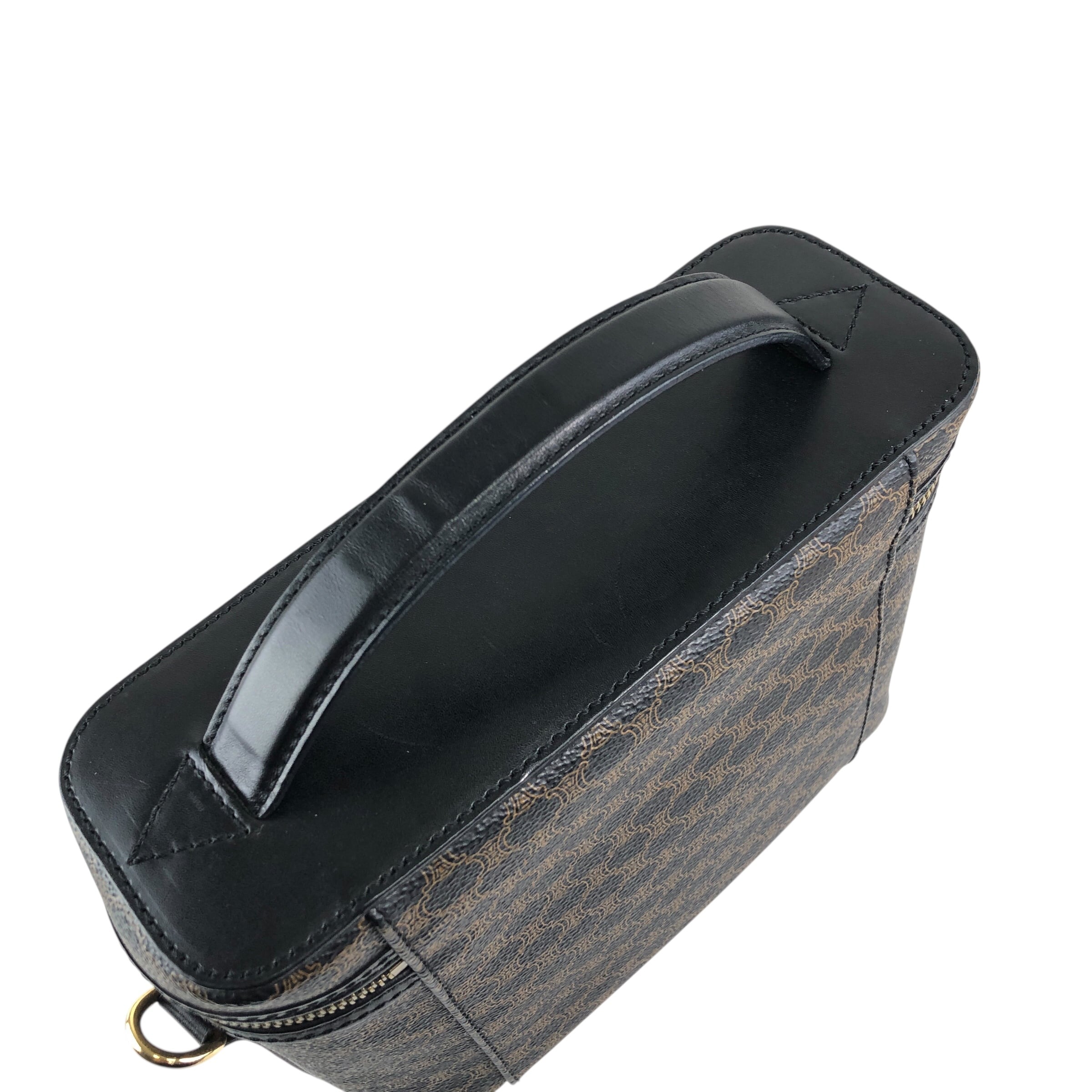 希少 セリーヌ ショルダーバッグ マカダム レザー PVC バニティ　2way CELINE セリーヌ マカダム ショルダーバッグ ブラック サークル