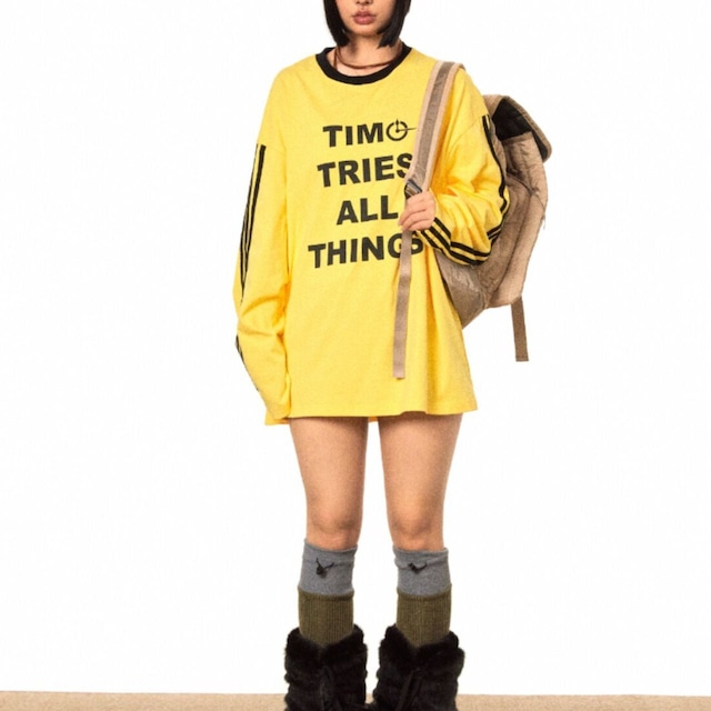 レトロロゴプリントクルーネックロングスリーブTシャツ 1col R02558